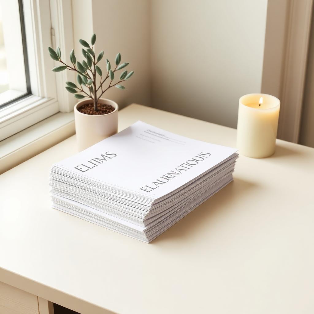 Calm organized desk with financial documents and olive plant
